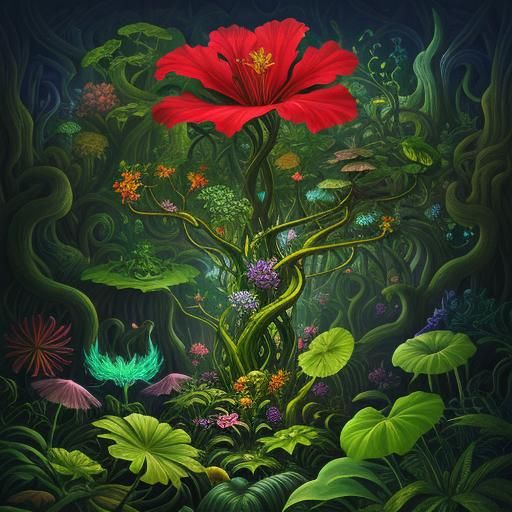 Hibiscus and Fern in Biomechanical Forest