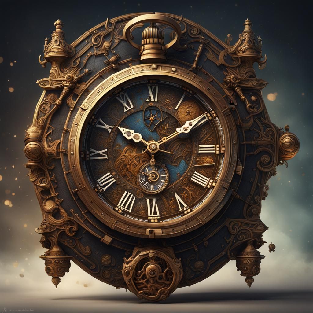 Man Repairs Time in Detailed Matte Painting