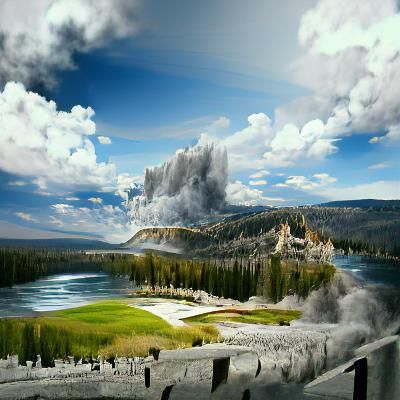 Yellowstone National Park in Matte Painting Style