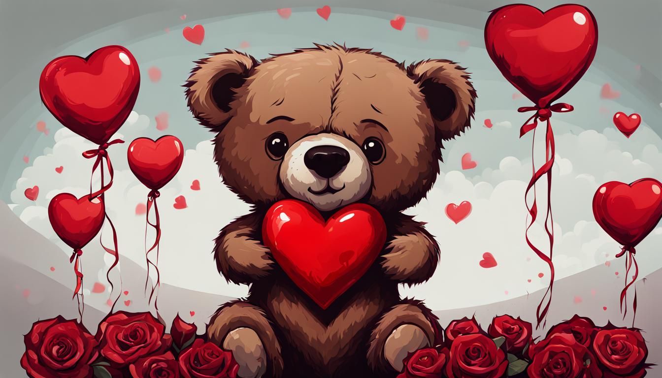 Sinister Valentine's Day Teddy Bear with Roses