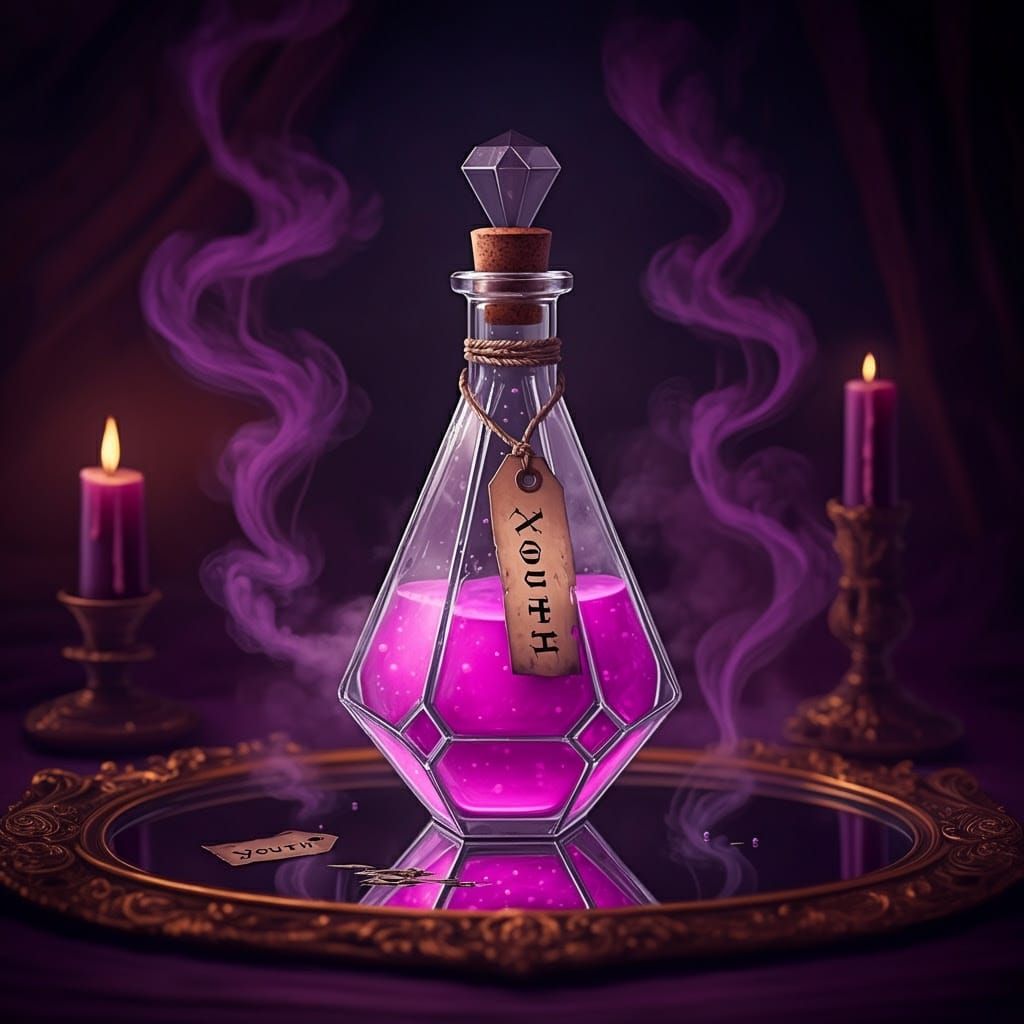 Ethereal Youth Elixir in a Stylized Glass Flask