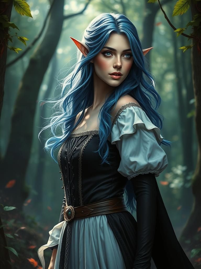 Enchanted Elf in Forest: Hyperrealistic Concept Art