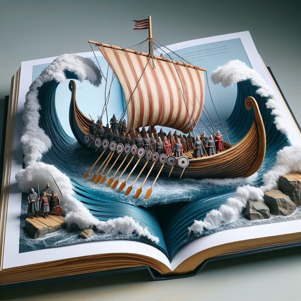 Viking Ship Voyage from Book: 3D Rendering