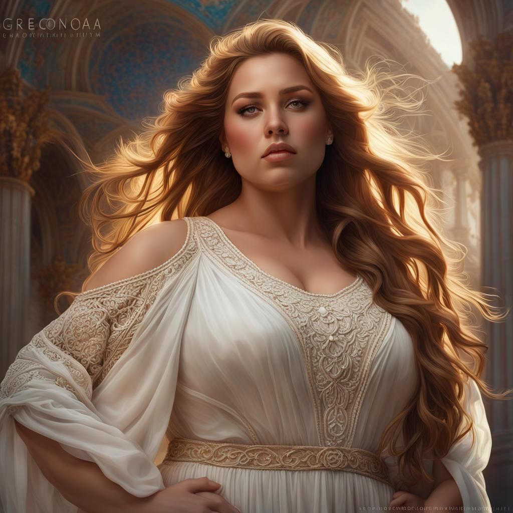 Voluptuous Woman Portrait in Hyperdetailed Matte Photography