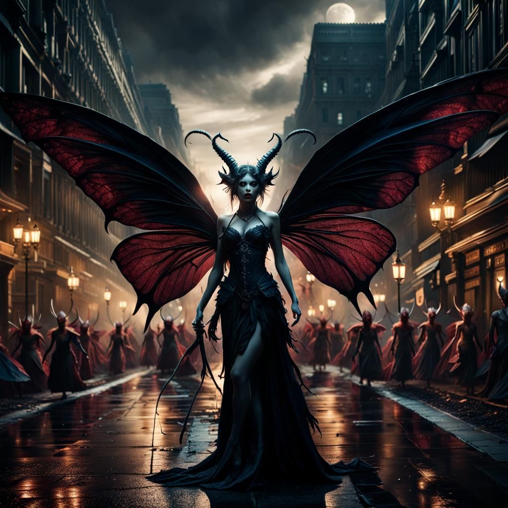 Demonic Fairies in Modern City, Dark Fairytale