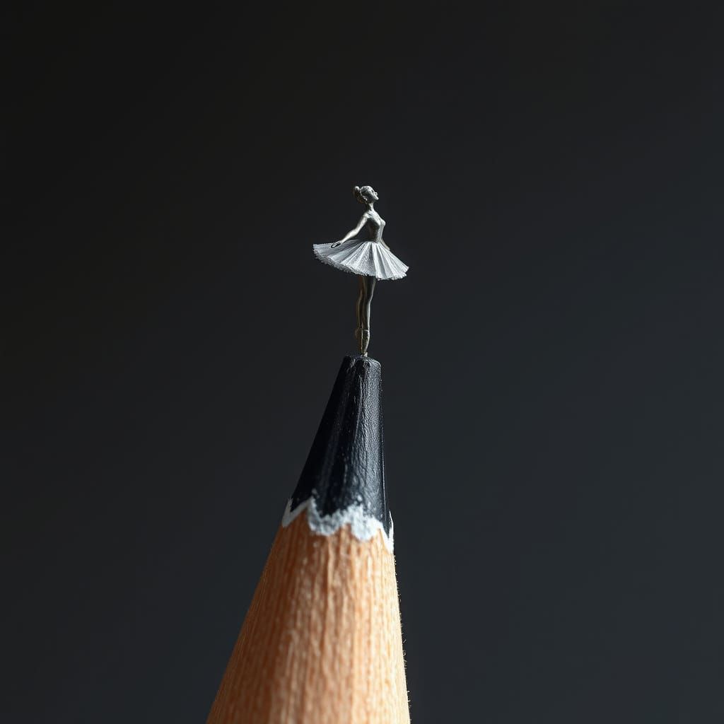 Graphite Ballerina Sculpture on Pencil Tip