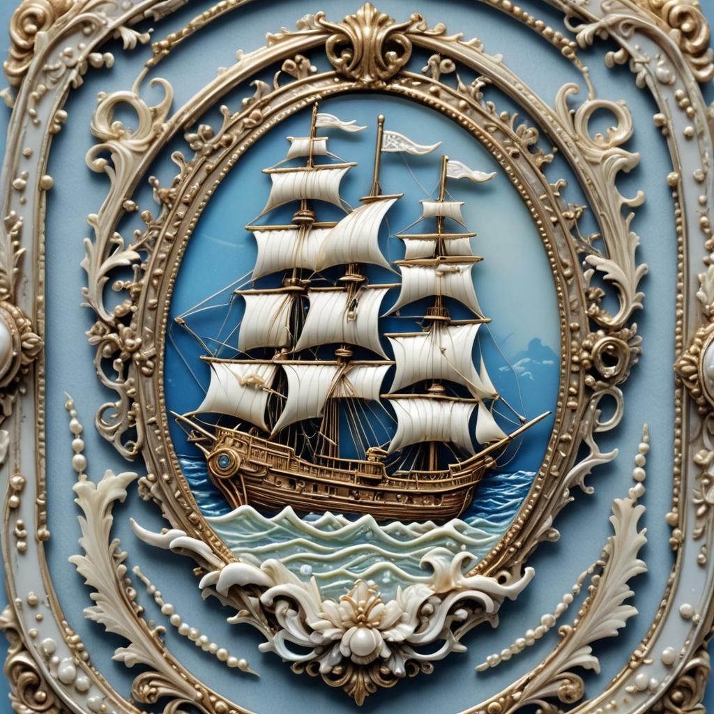 Rococo Brooch in Gothic Dark Oil Painting Style