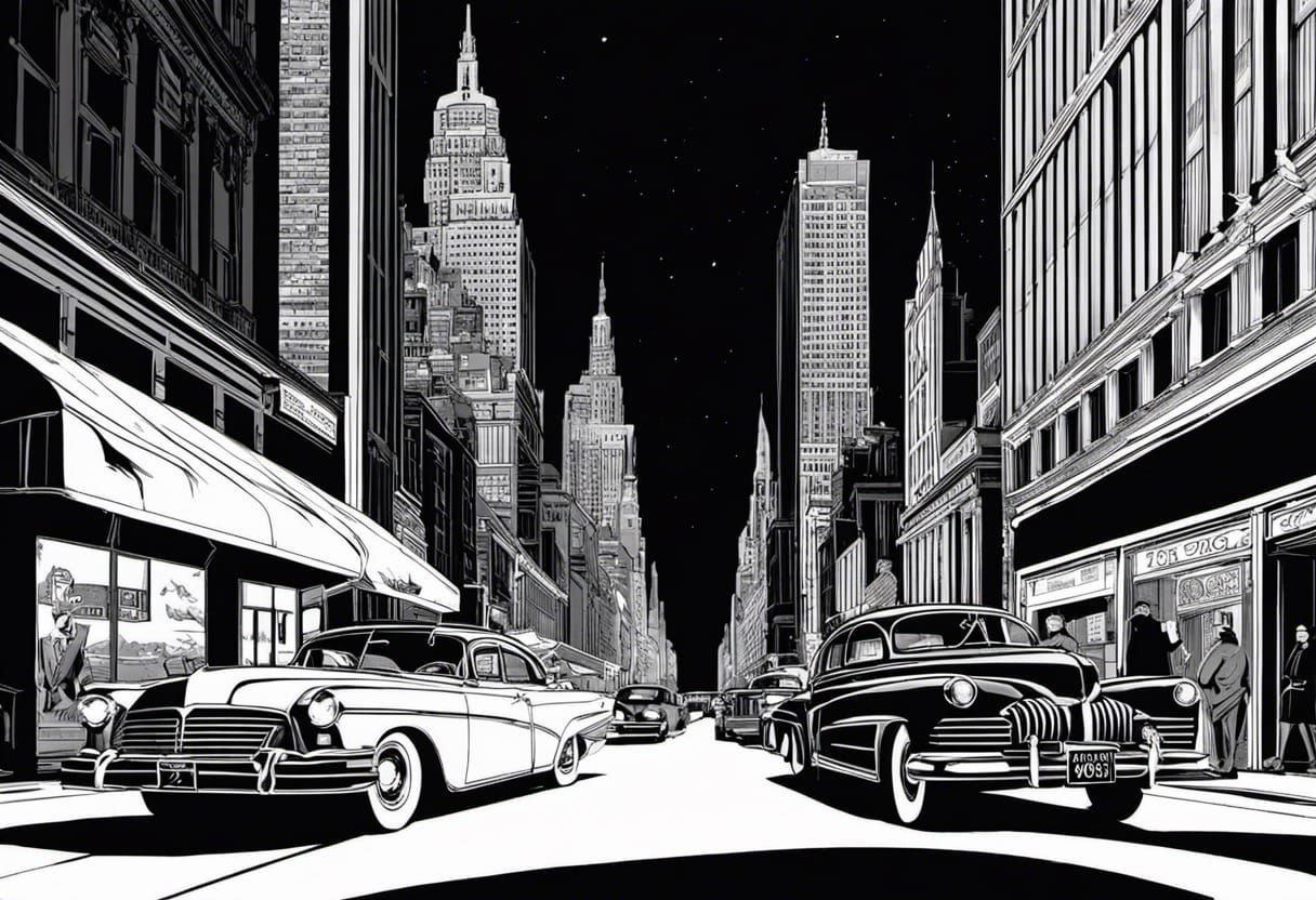 1940s New York City Nightclub in Graphic Novel Style