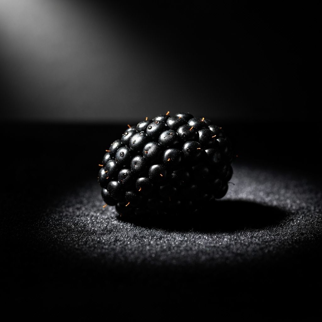 Photorealistic Blackberry in Dramatic Spotlight