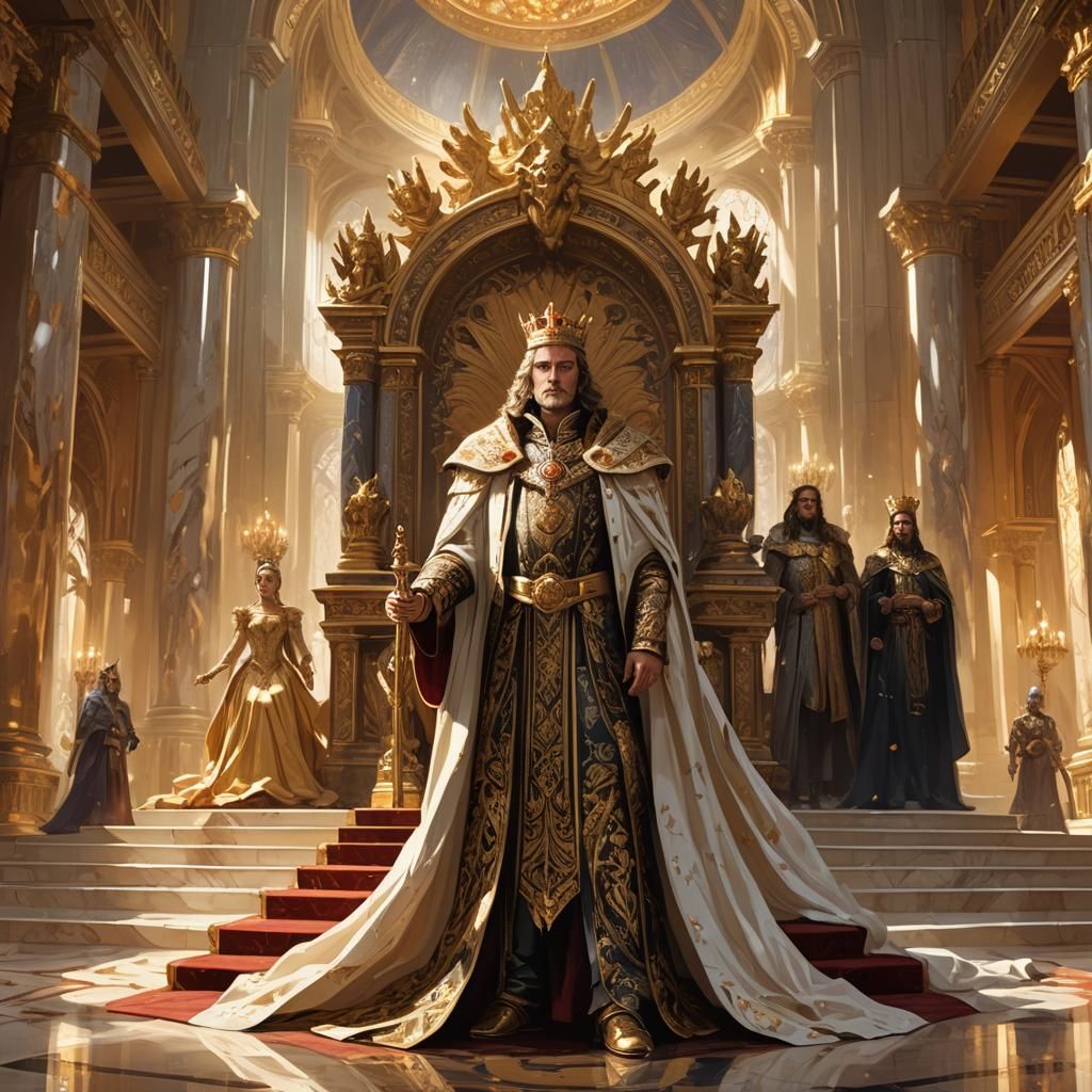 Regal Figure in Throne Room: High Fantasy Art