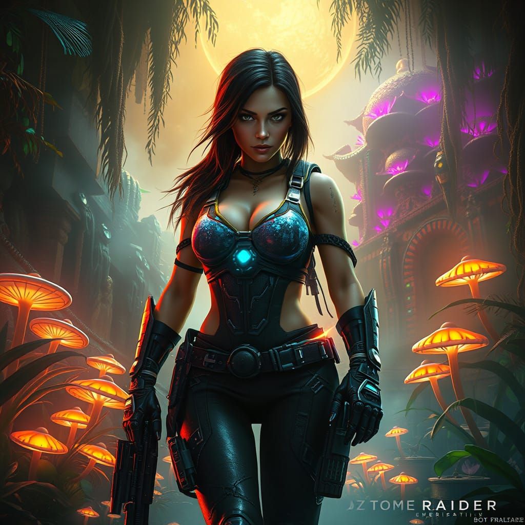 Cyberpunk Adventurer Discovers Ancient Temple