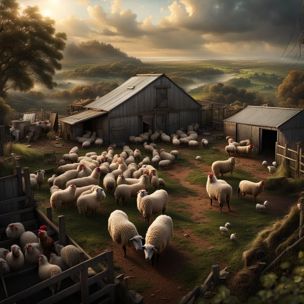 Farmyard Scene: Epic Cinematic Digital Painting
