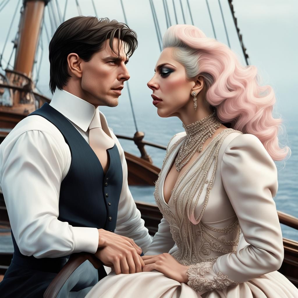 Lady Gaga and Tom Cruise in Titanic Scene