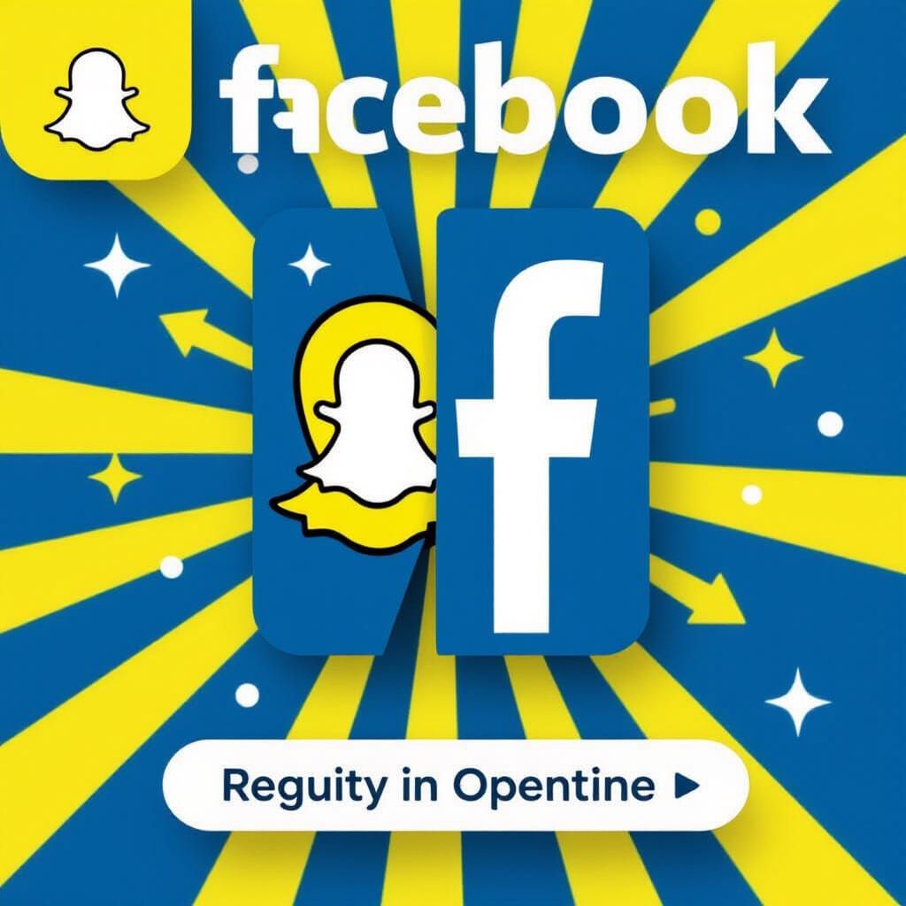 Facebook and Snapchat Split Design on Blue and Yellow