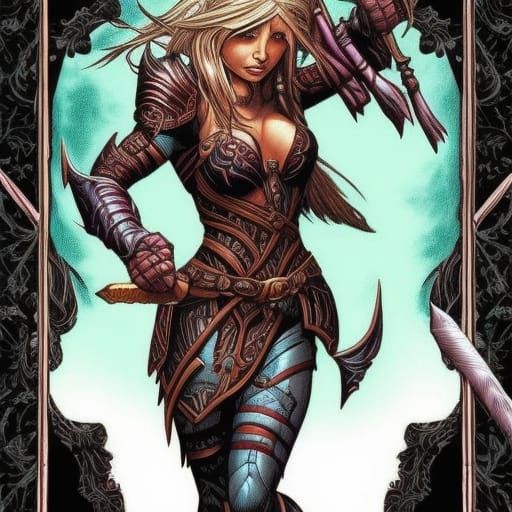 Female Elf Warrior in Comic Book Art Style