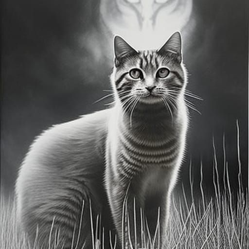 Ginger Cat in Post-Apocalyptic Forest