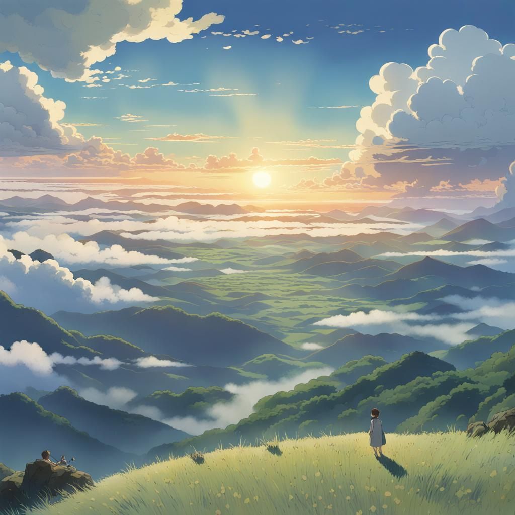 Anime Landscape Inspired by Studio Ghibli and Shinkai