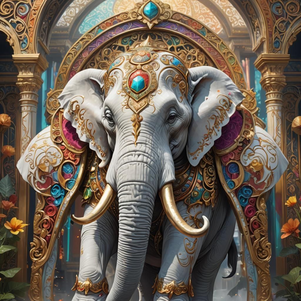 Ornate Elephant Under Arch: Fantasy Concept Art