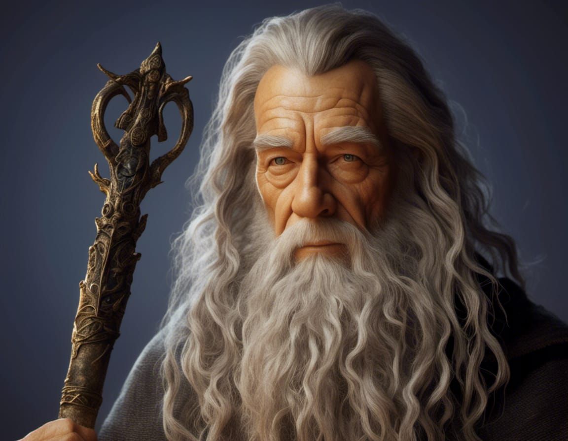 Gandalf the Grey Emitting Magic, Photorealistic 8K