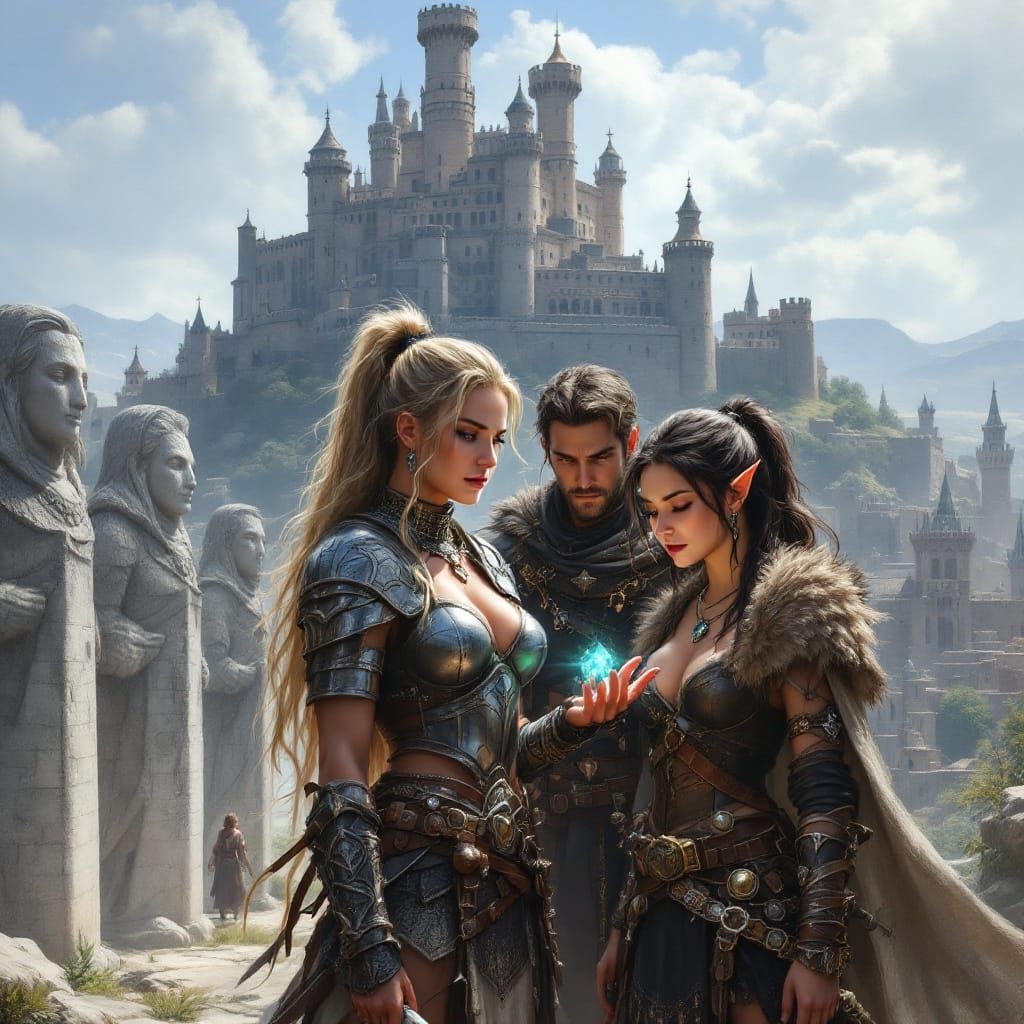 Female Warriors Stand Before the Majestic City of Kalaman