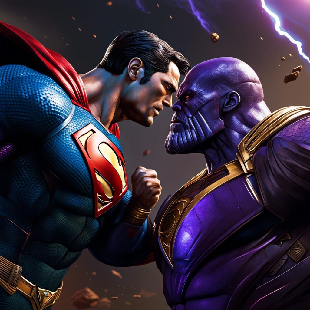 Hyperrealistic Superman vs Thanos: Epic Battle