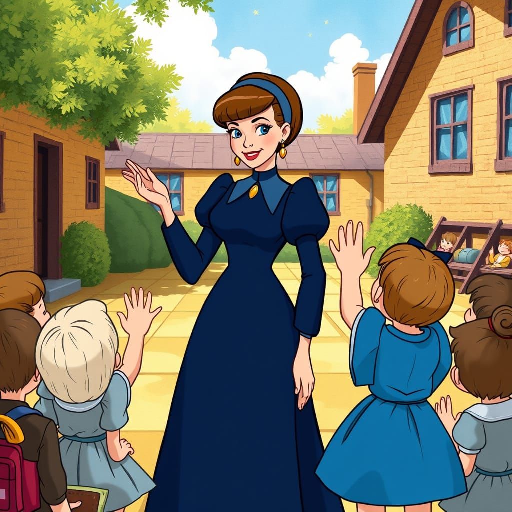 Cinderella as Governess Teaching Children in Disney Storyboo...