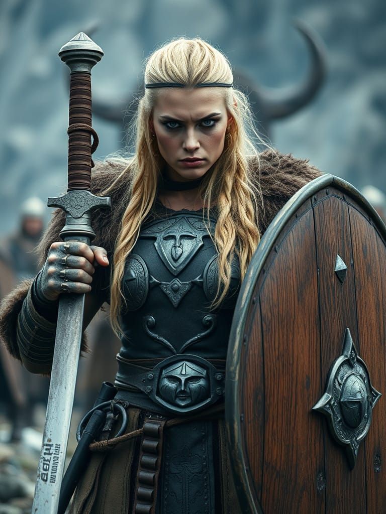 Nordic Valkyrie Empowered by Fury in Valhalla