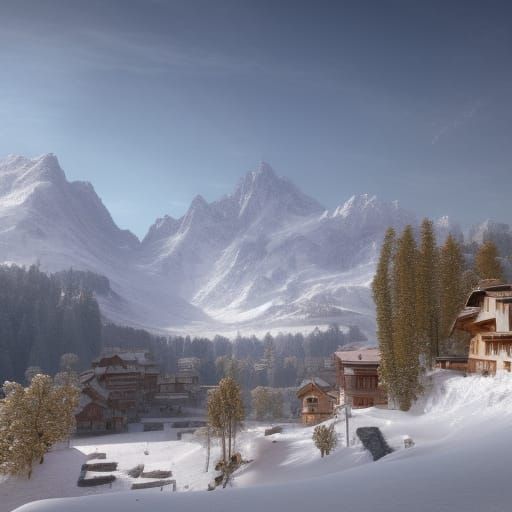 Snowy Alps: Detailed Matte Painting