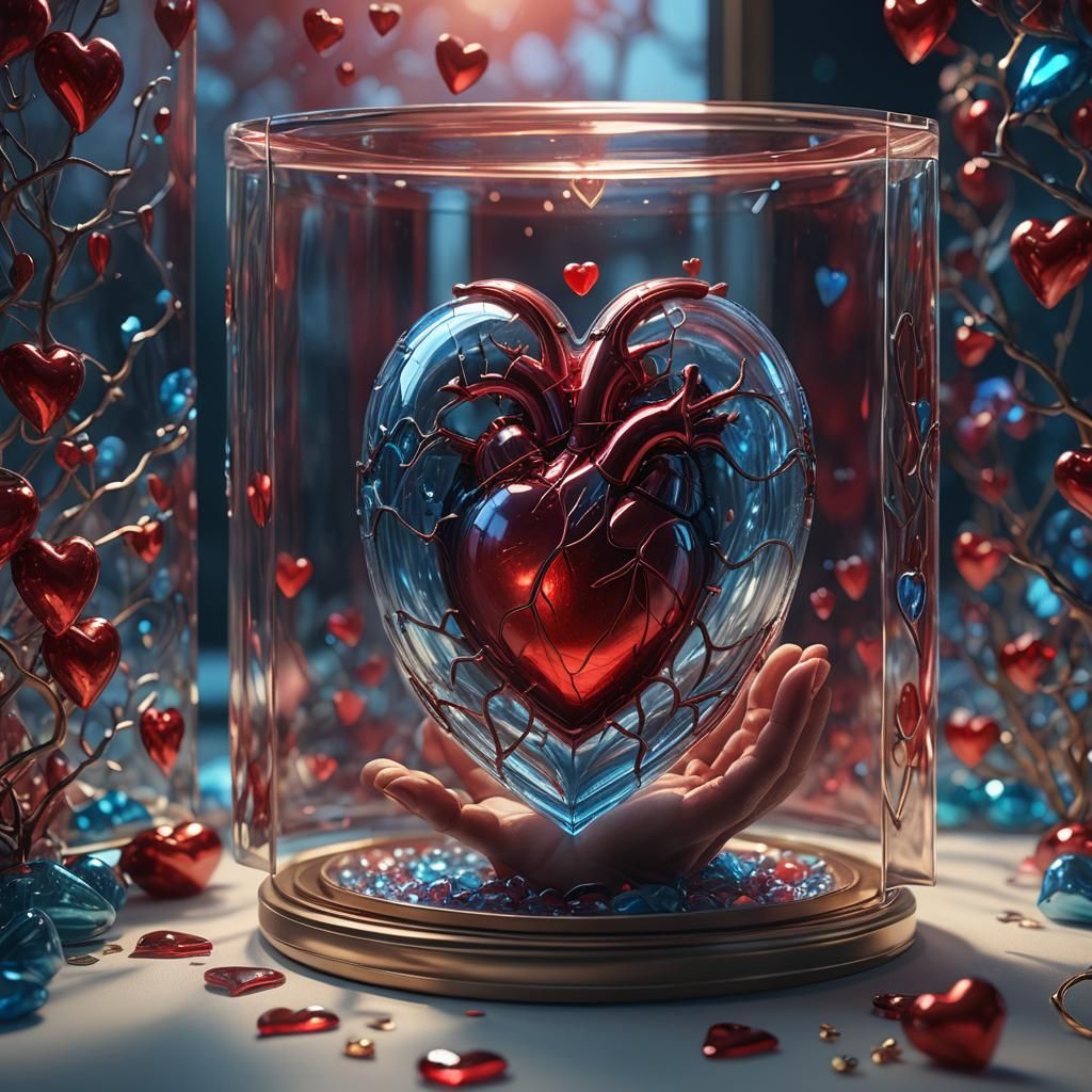 Glass Heart in Glass Box Matte Painting