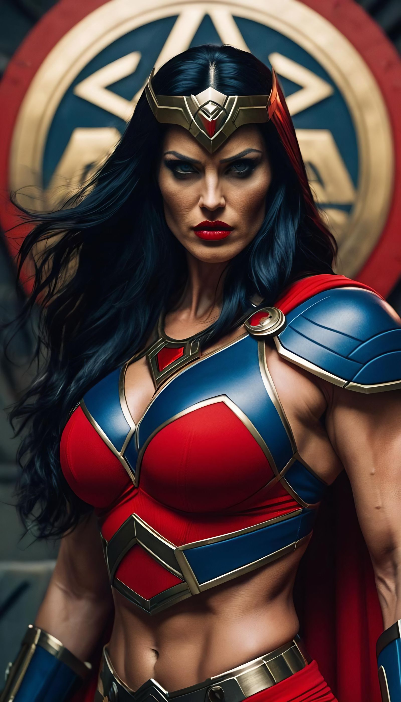 Big Barda as Muscular Heroine in Red Spandex