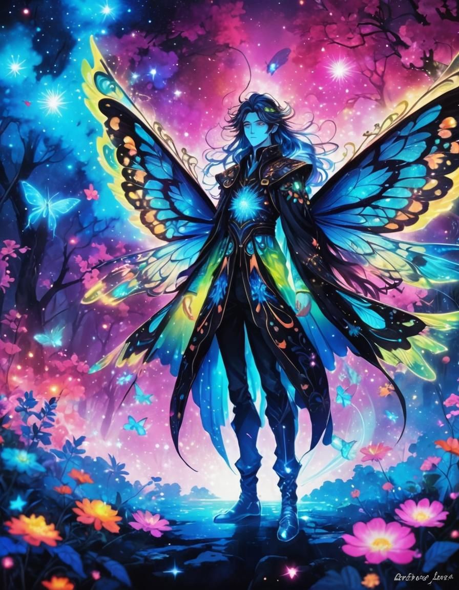 Anime Fairy Portrait with Moth Wings