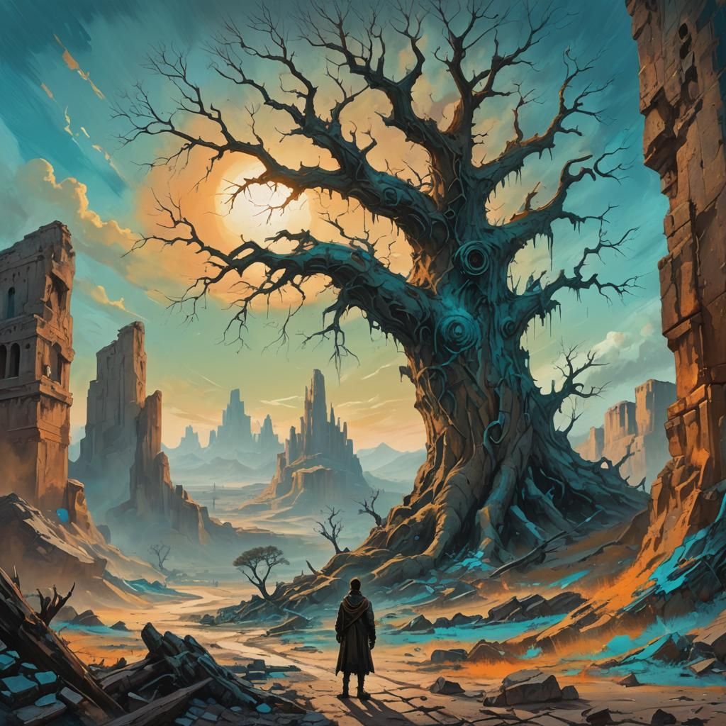 Barren City: Fantasy Art in Oil Painting Style