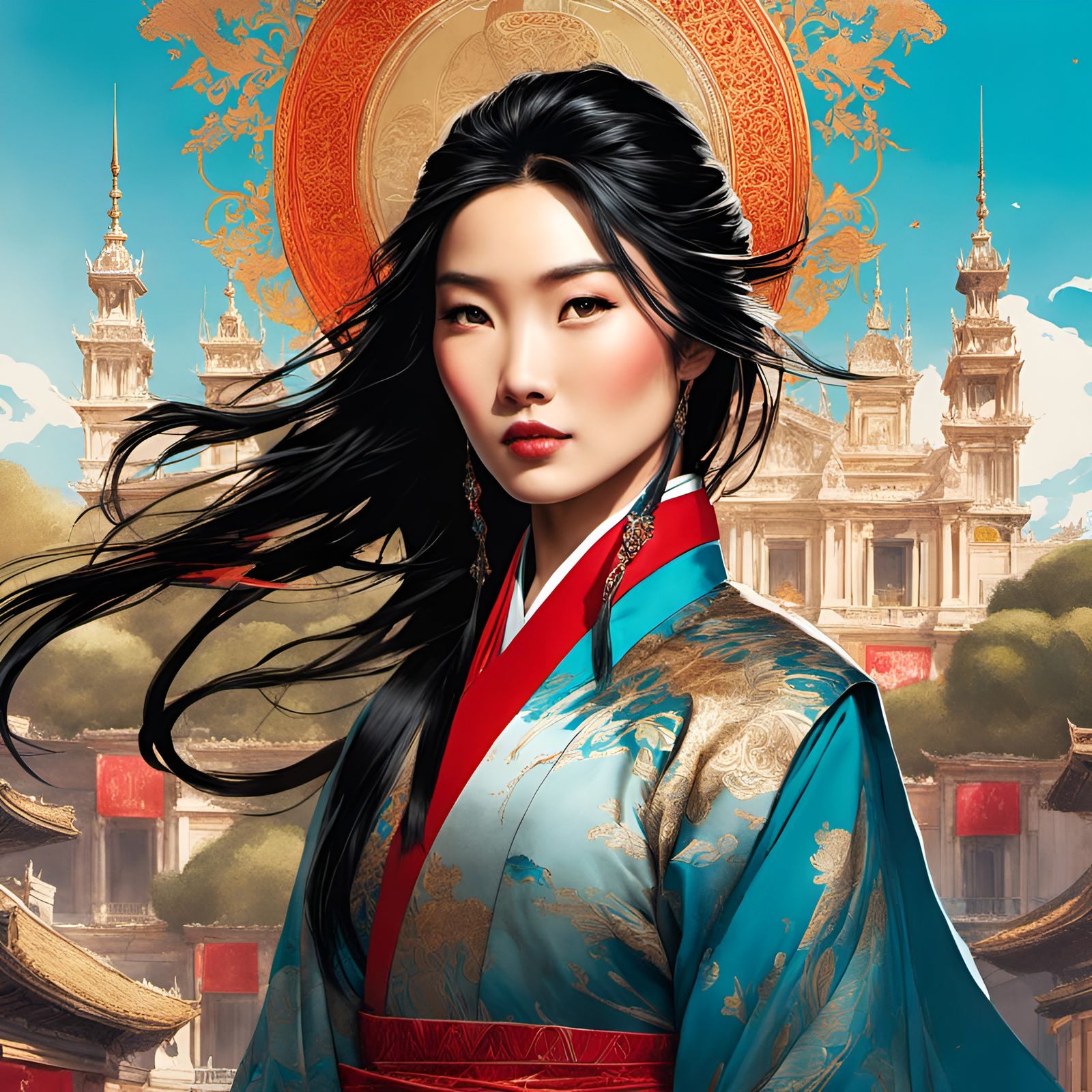 Princess Mulan Portrait in Milan, Ornate Style