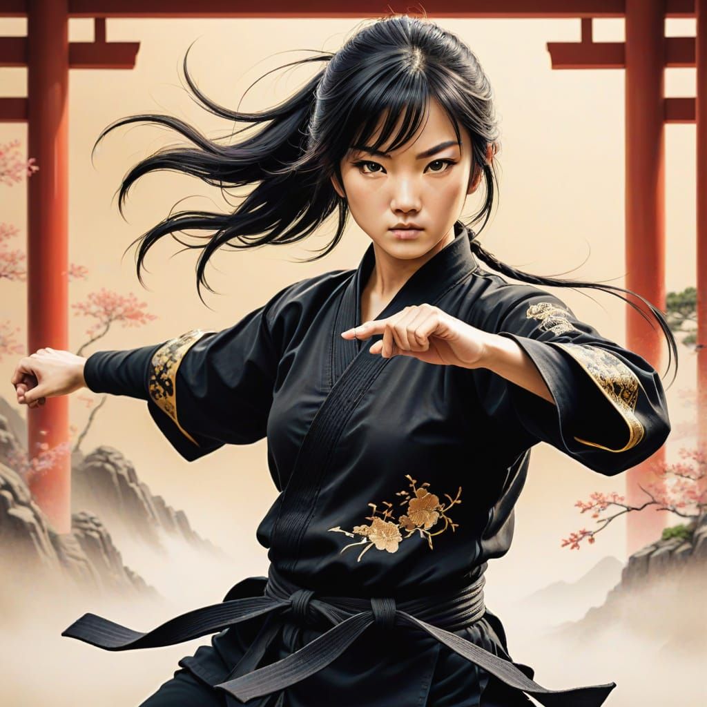 Japanese Kung-Fu Artist in Manga Style