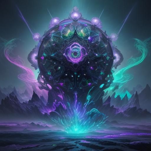 Detailed Lead Atom Close-up in Fantasy Concept Art