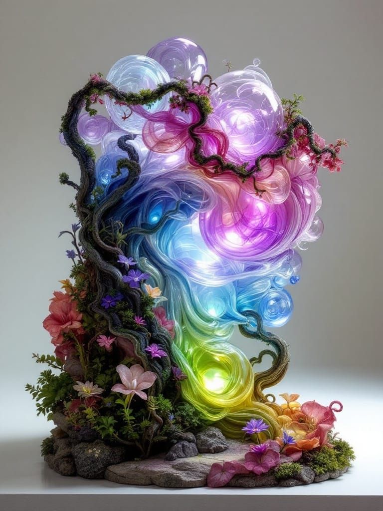 Surreal Bubble Garden of Bent Light Oracles