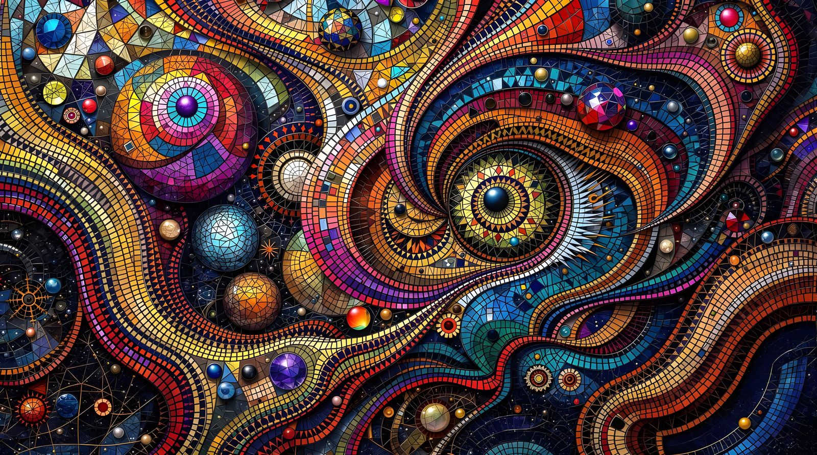 Surreal Geometric Mosaic in Vibrant Colors