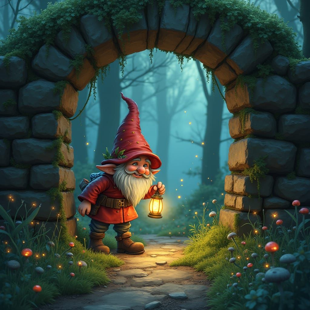 Enchanted Forest Portal with Gnome Concept Art