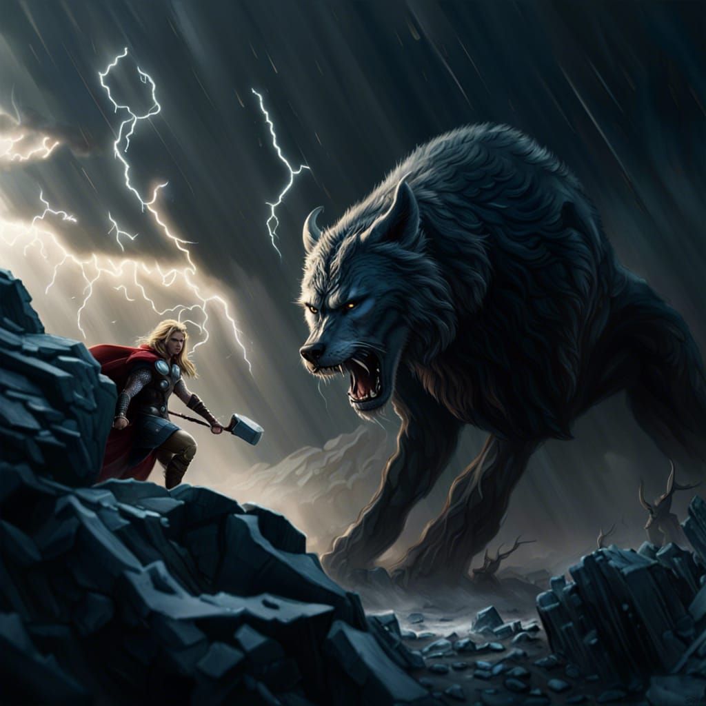 Thor vs Fenrir: Epic Digital Matte Painting