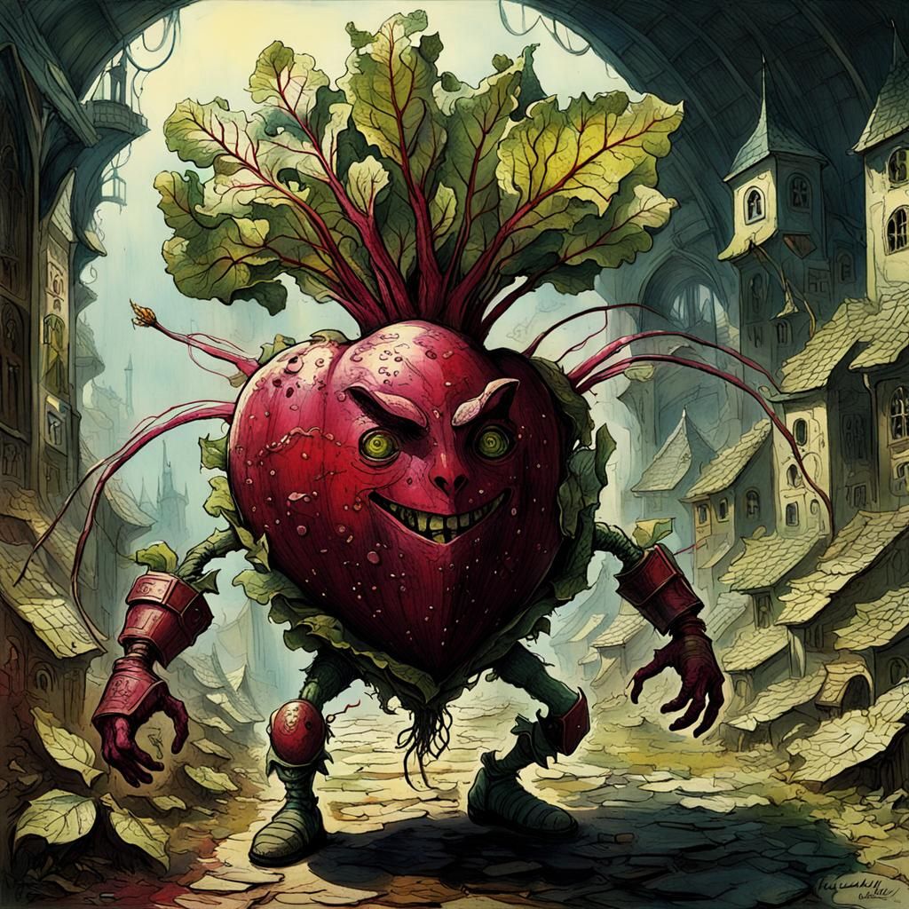 Armored Beetroot in Surrealist Style