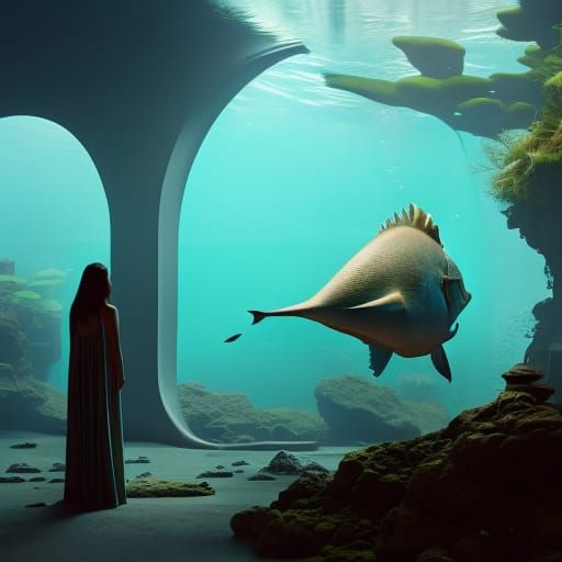 Mermaid in Aquarium: Fantasy Concept Art