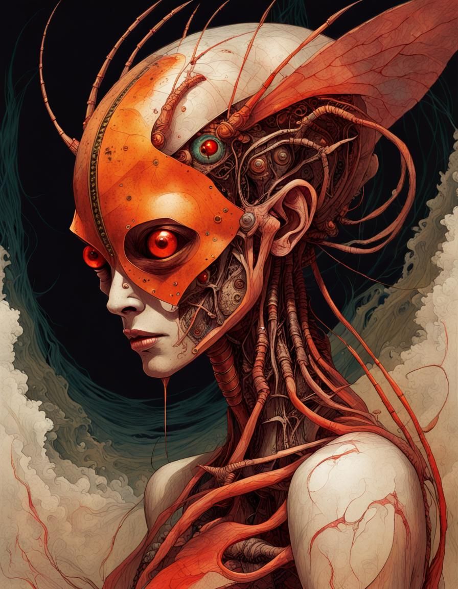 Cybernetic Truth Seeker in Dystopian Sci-Fi Style