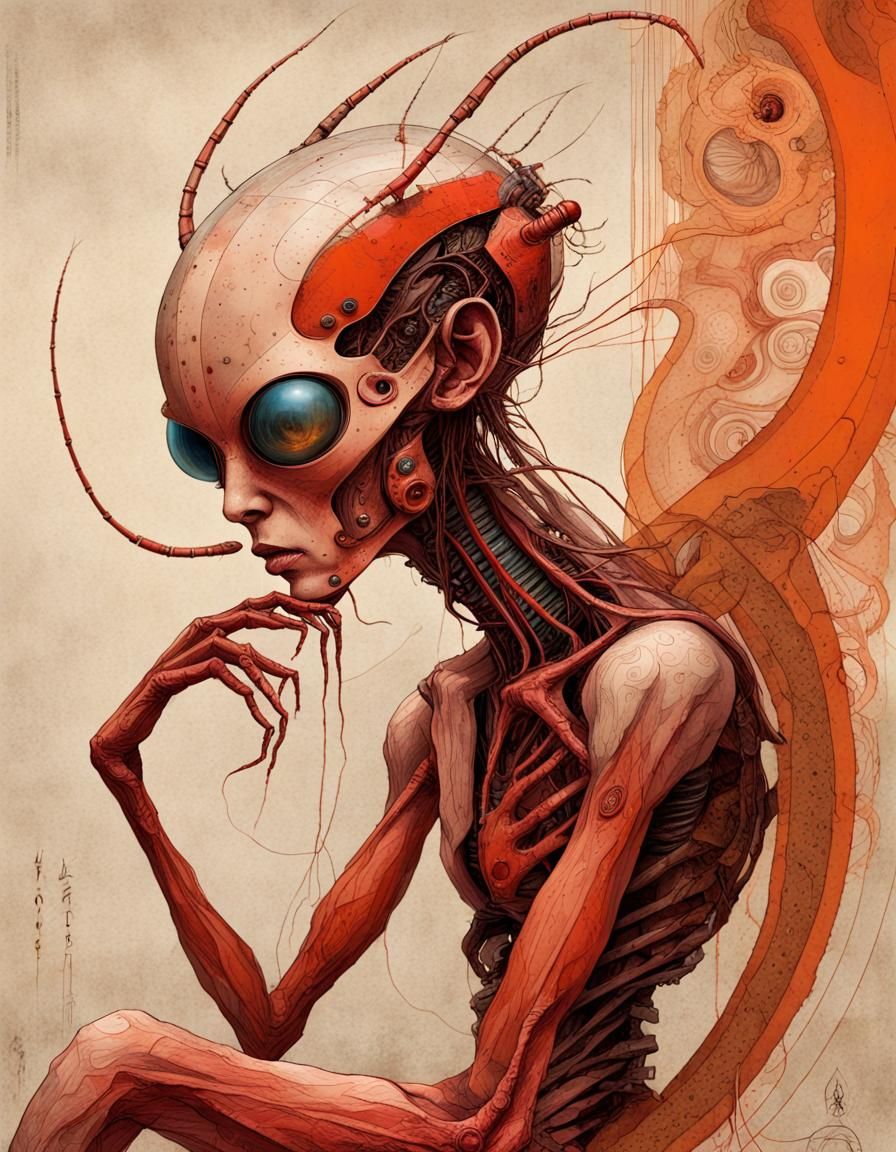 Cybernetic Truth Seeker in Dystopian Sci-Fi Style