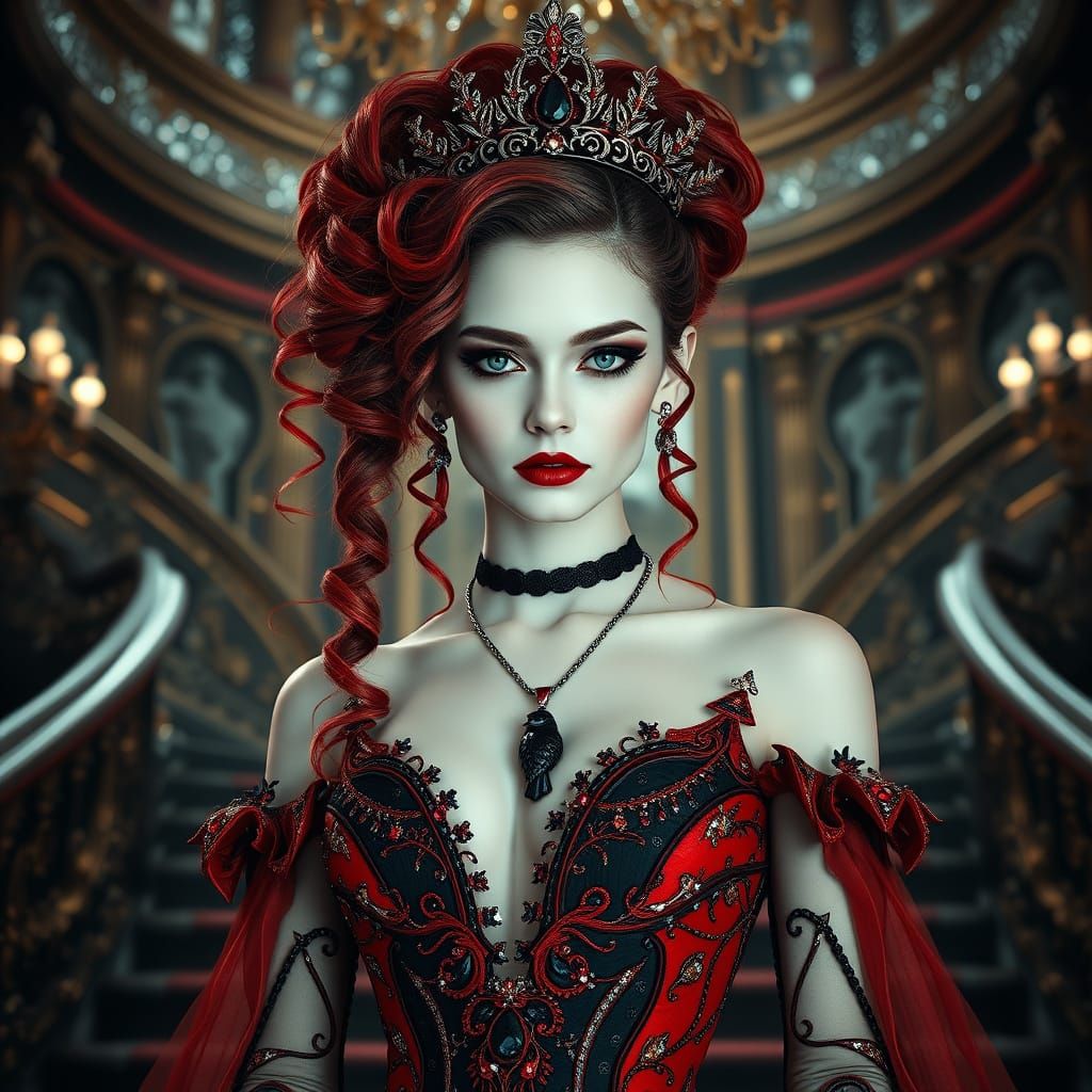 Gothic Princess in Opulent Ball Gown