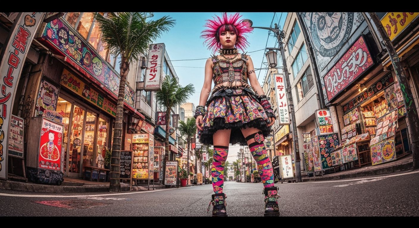Punk Gyaru Girl in Okinawa, Shibuya, Harajuku Fusion