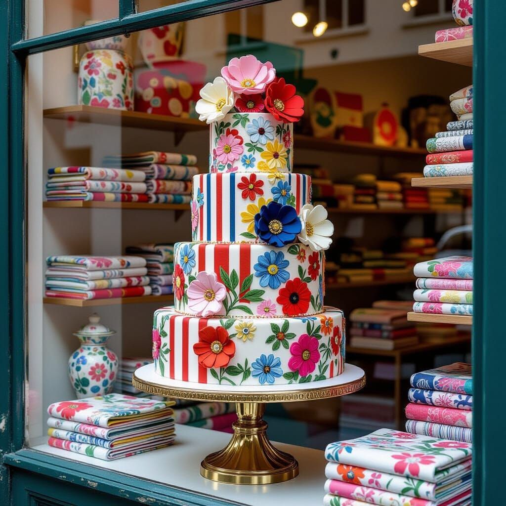 Fabric Cake Sculpture in Surreal Pop Art Style