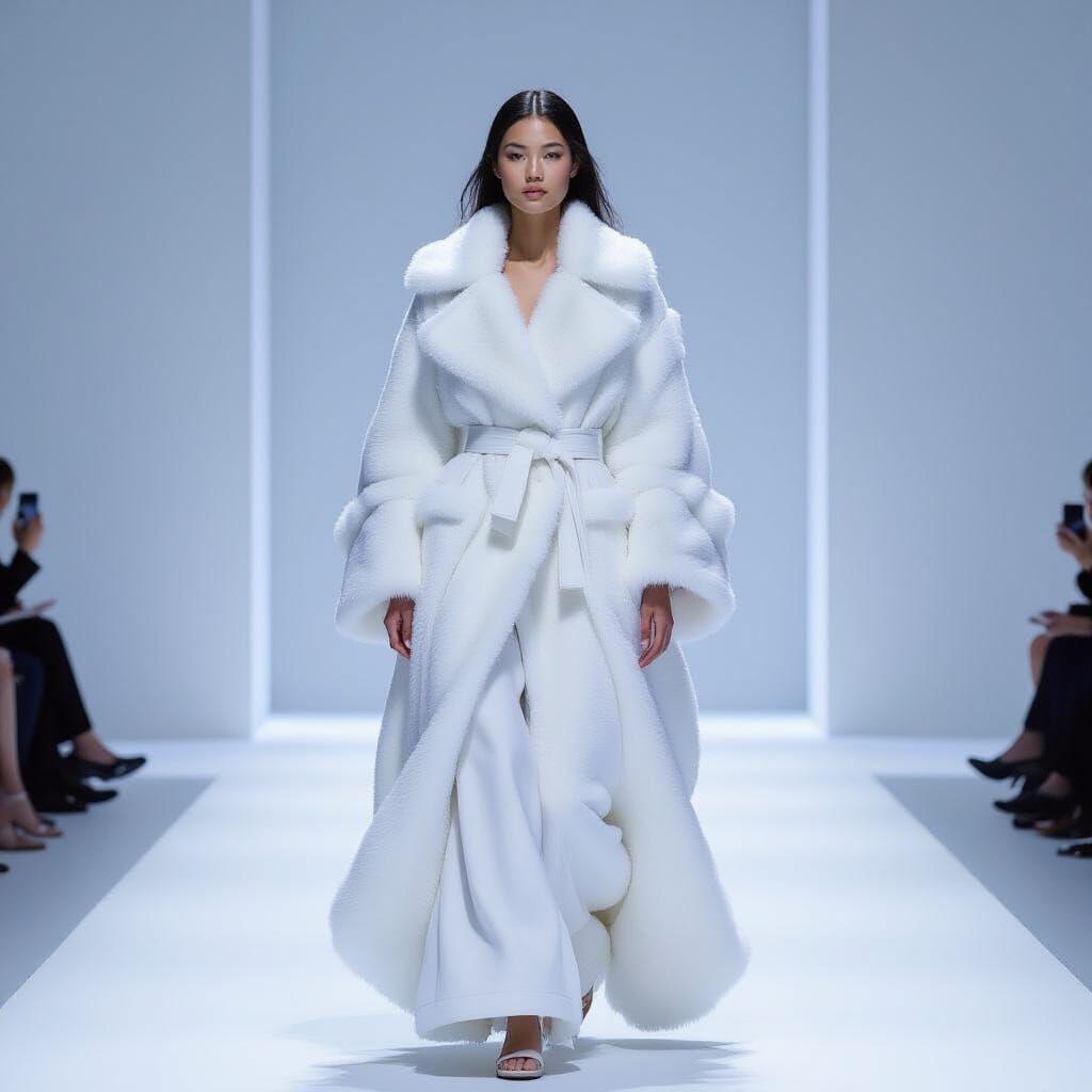 Cloud Coat Fashion on White Runway