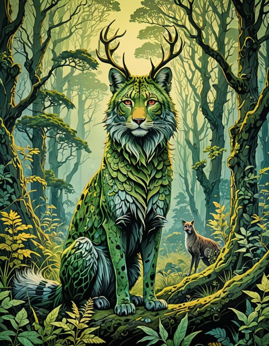 Princess of Wild Animals in Art Deco Style