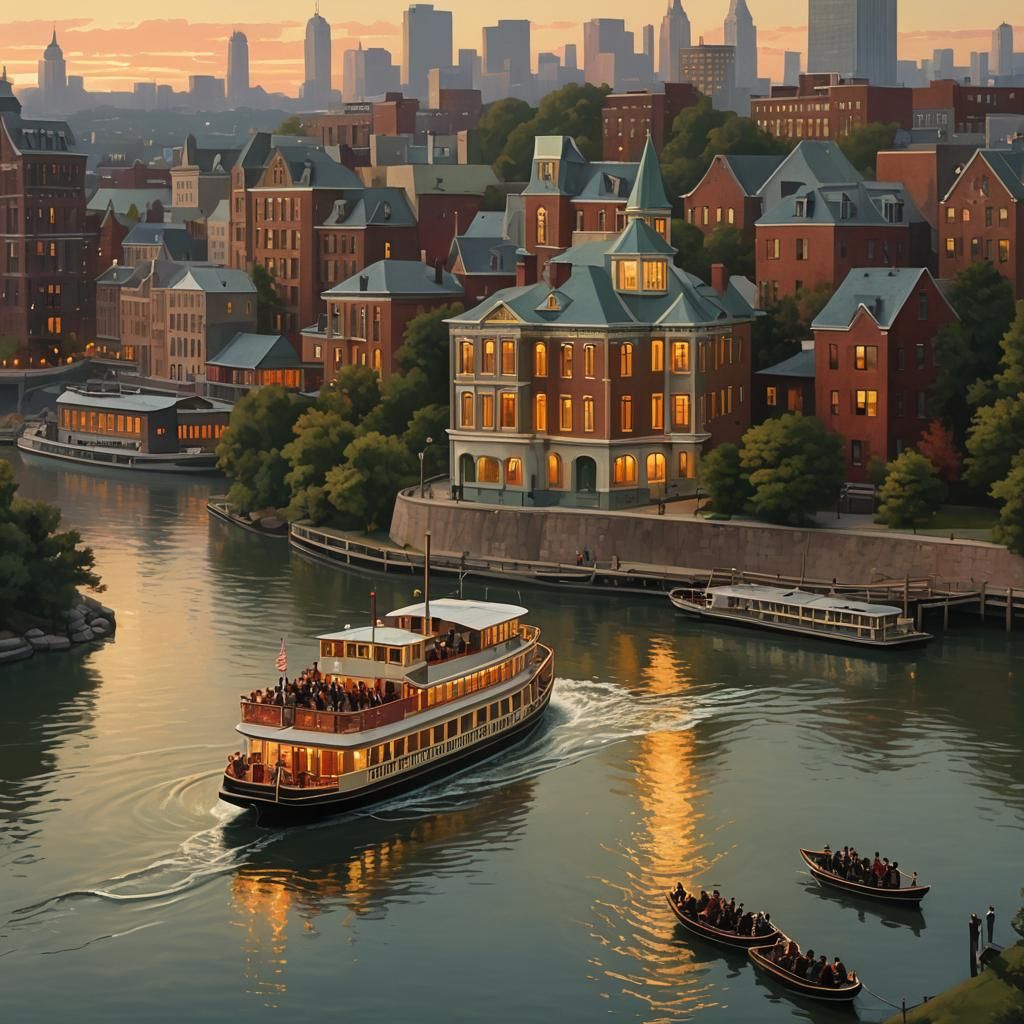 Riverboat 'Proud Mary' at Sunset in Photorealistic 3D