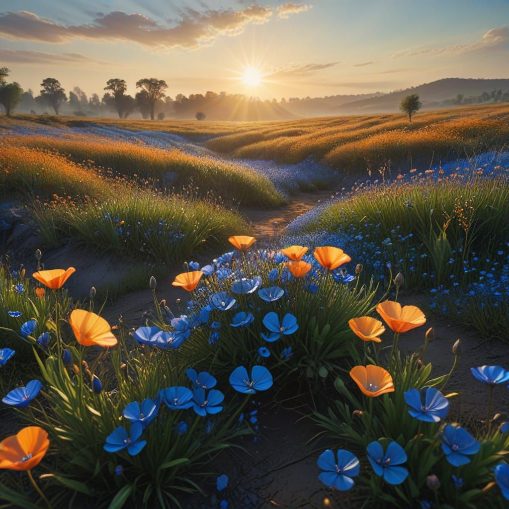 Majestic Spring Morning in Impasto Oil Style